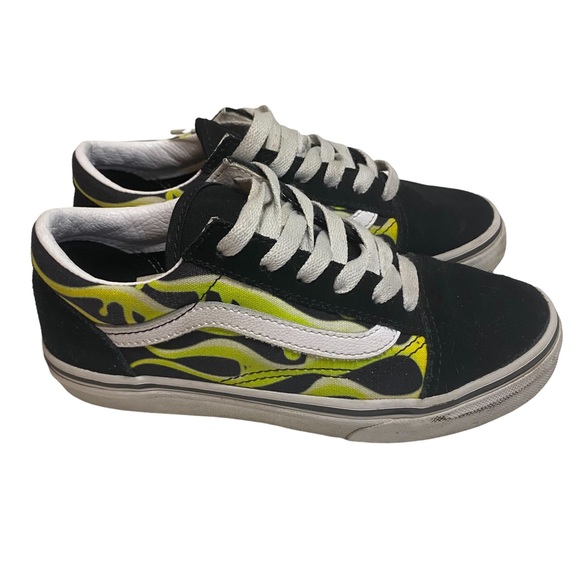 Vans Old Skool Flame Sneakers Kids Size Slime Green - Picture 6 of 7